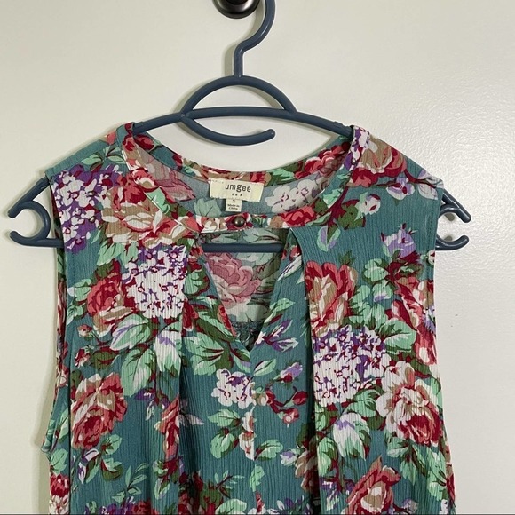 Umgee Floral Keyhole Trapeze Swing Dress - Picture 3 of 5